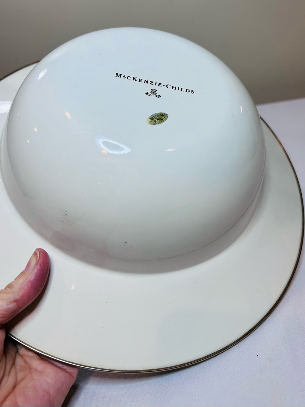 Mackenzie Childs Courtly Check Large 12” Enamel Serving Bowl - Picture 4 of 7